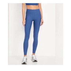 Abercrombie YPB Seamless Core High Waist 7/8 Legging Blue Ribbed NWT $65 Large